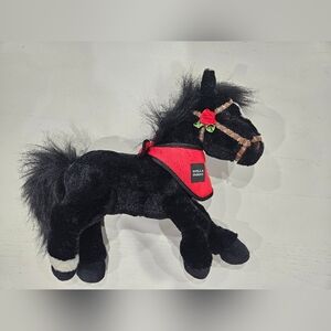 Black Plush Horse with Red Saddle